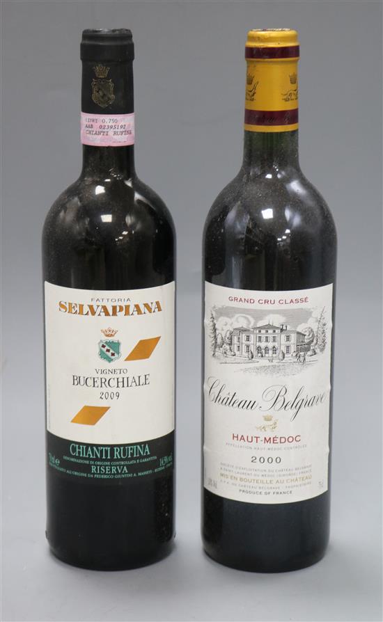 Four bottles of Chateau Belgrave Haut Medoc, 2000 and four bottles of Bucerchiale Chianti Rufina, 2009